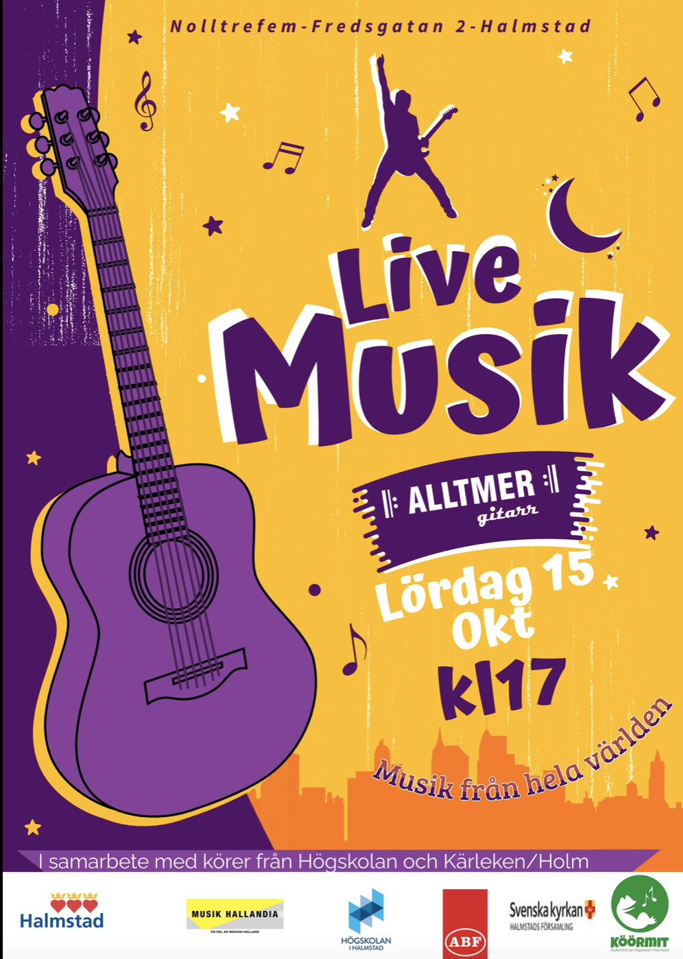 Live musik Konsert den 15/10 kl.17.00 på Nolltrefem
